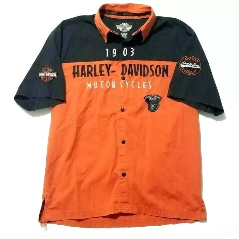 Vintage Harley Davidson Short Sleeve Button Up Shi